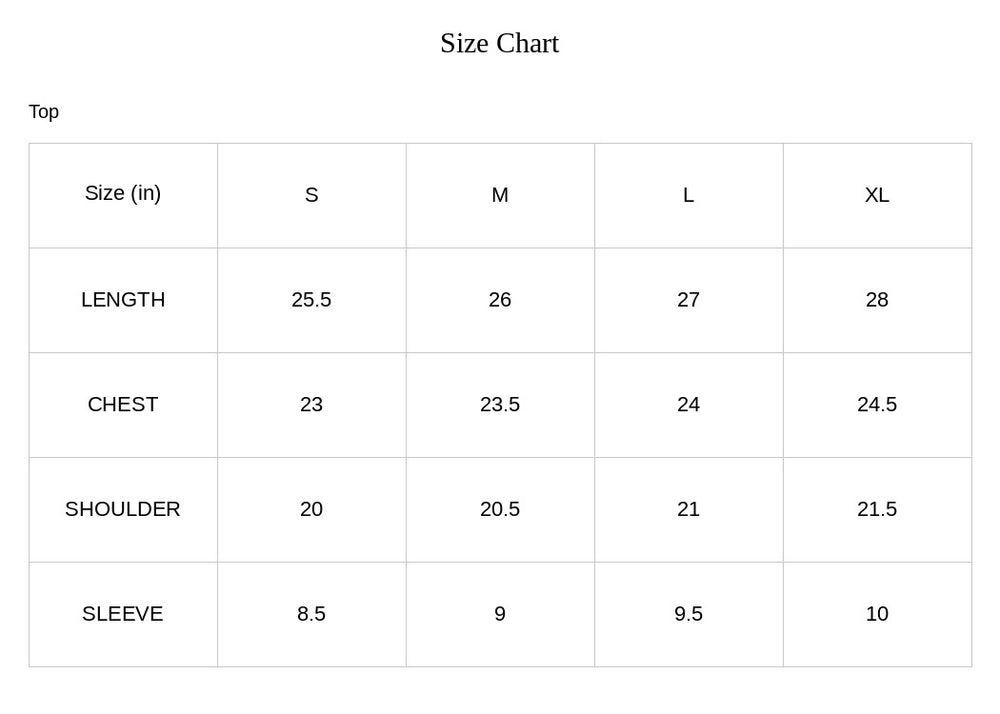 Size Chart
