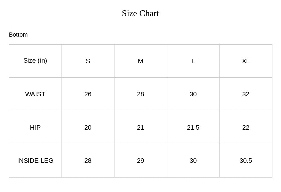 Size Chart