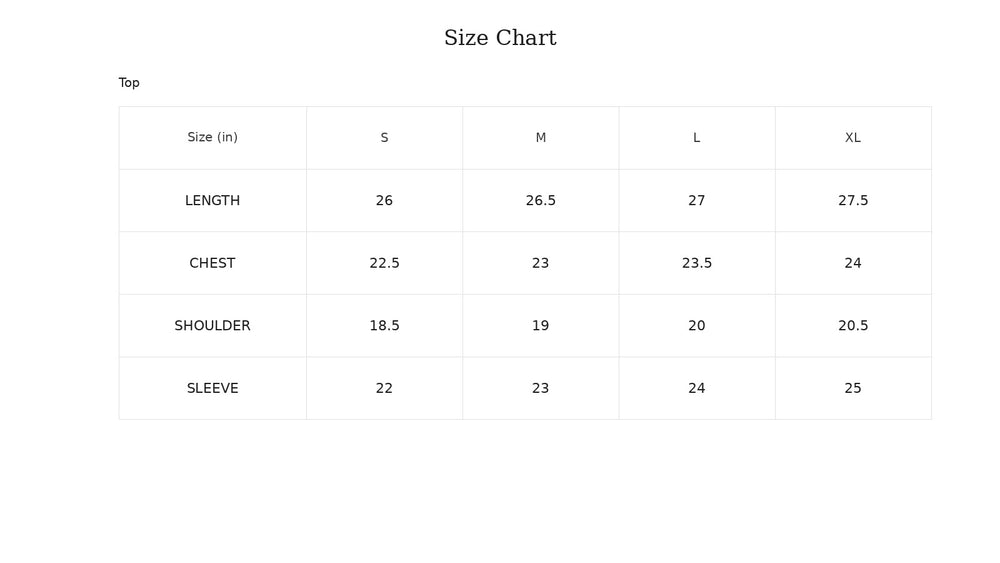 Size Chart