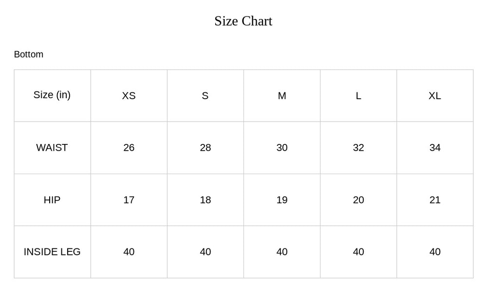 Size Chart